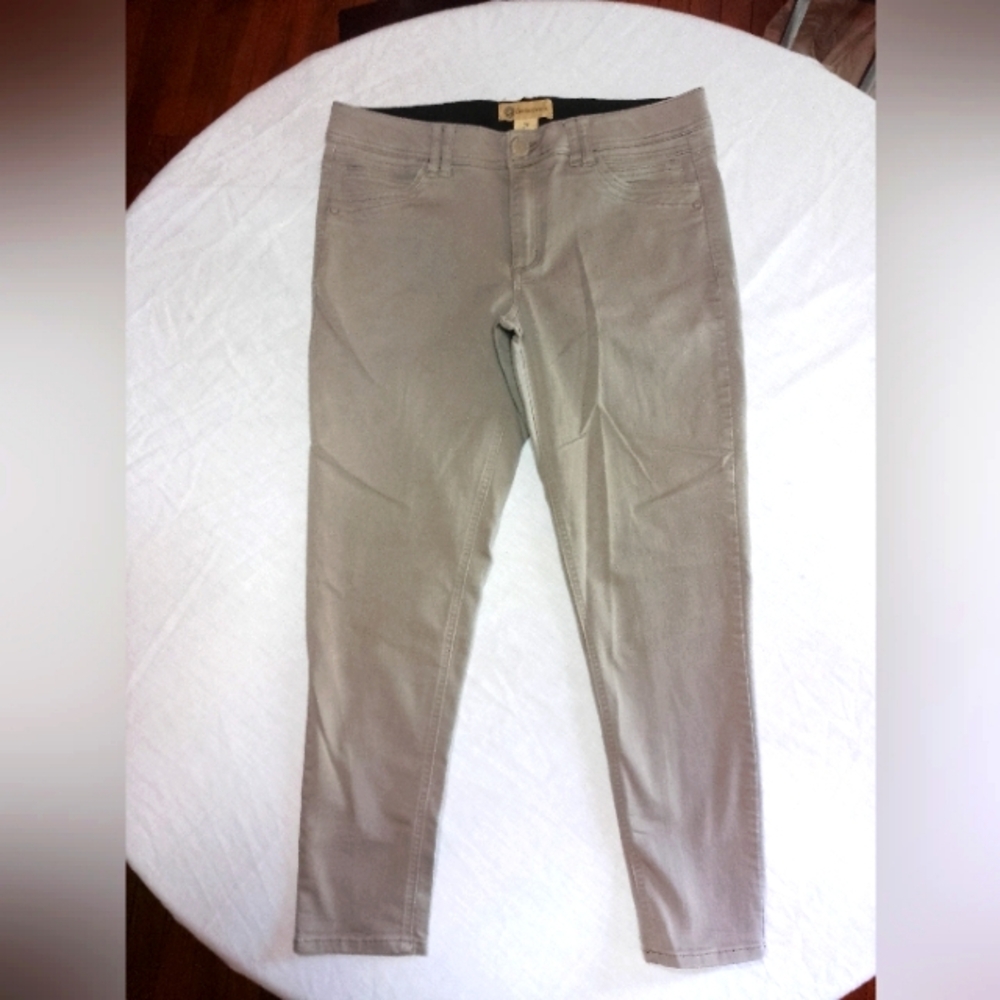 Democracy Ab Technology No Roll Wide Waistband Stretchy Ankle Length Pants Tan